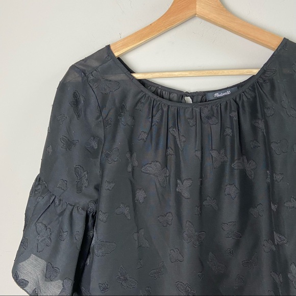 Madewell Black Butterfly Print Blouse - Picture 2 of 6